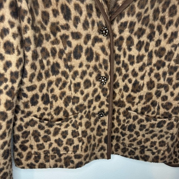 Vintage Talbots Leopard Print Wool Blazer Jacket Women’s Medium - Picture 9 of 9